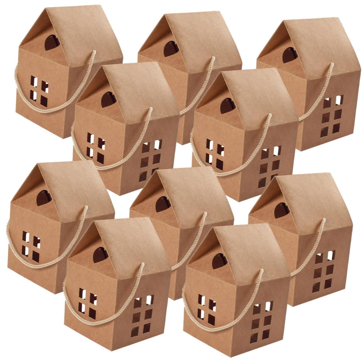 FOMIYES 15 Stück Hausförmige Papierboxen Aus Kraftpapier - Süßigkeiten-Verpackung Für Weihnachtsfeier