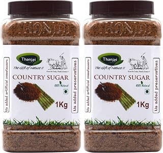 Thanjai Natural Naatu Sakkarai 2Kg Jar | Organically Processed Pure Country Sugar | 100% Natural Traditional Sweetener | Powder Form | Hygienically Packed | No Preservatives, No Artificial Colors, No Chemicals