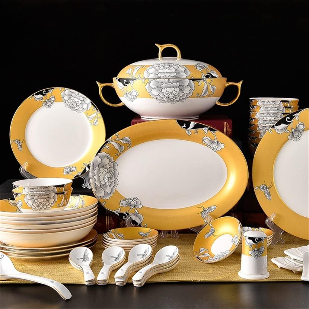 Zestaw zastawy stołowej z porcelany kostnej z pałeczkami, miską, talerzem i spodkiem w stylu vintage