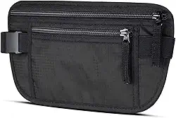 Pochete Doleira Antifurto para Dia a Dia com 2 Compartimentos e Resistente à Água Discreta Segurança Preta