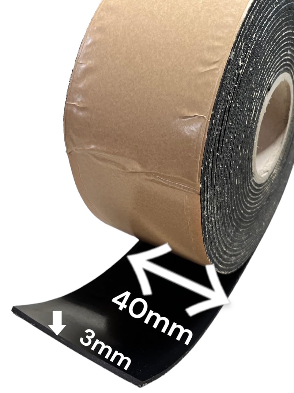 Gummistreifen selbstklebend 40mm breit 3mm dick 1-10m lang Vollgummi Hartgummi (8000x40x3mm)