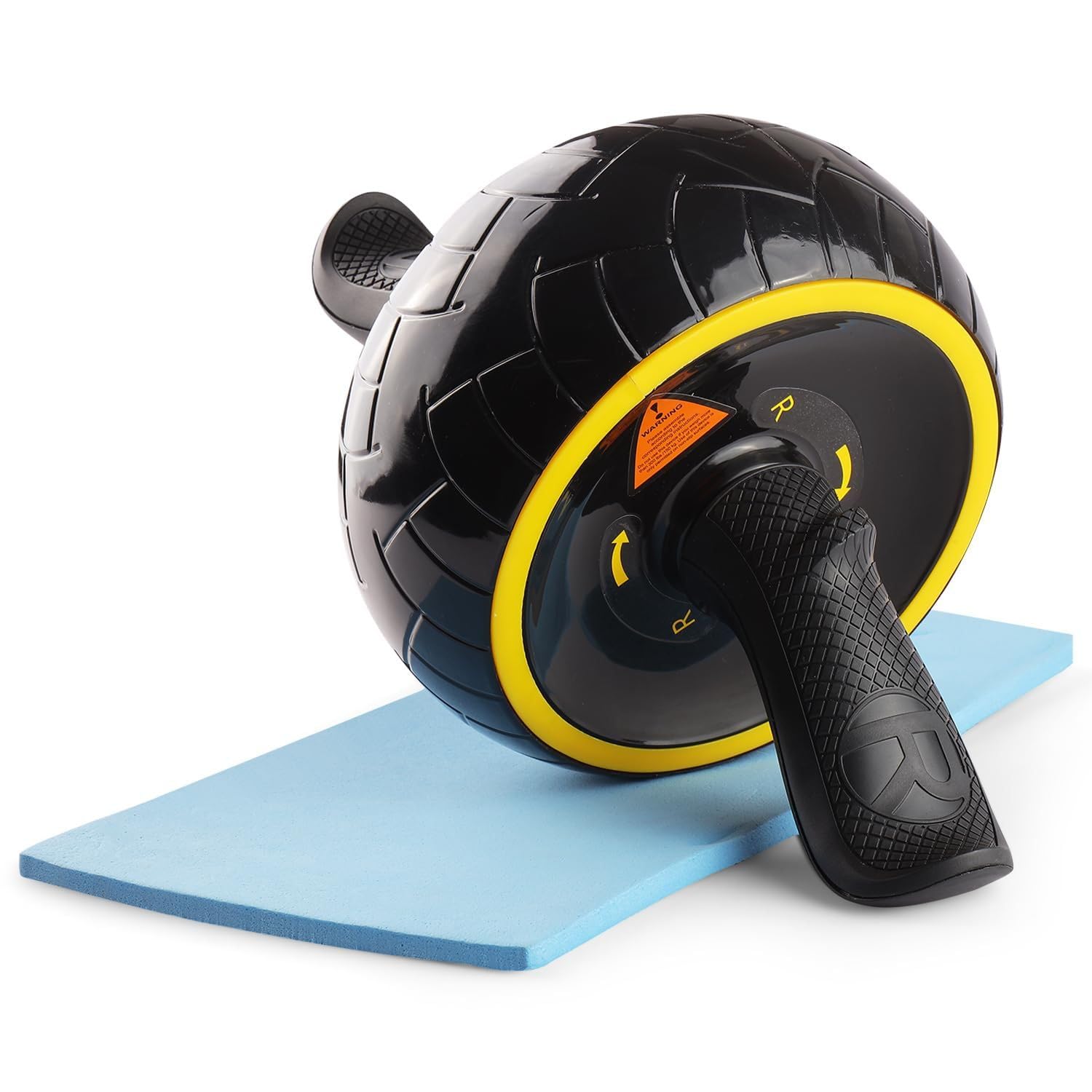The Cube Club Dual Abdominal Exercise Blaster Fitness Roller for Abs Workouts | Indoor Wheel Retractable Equipment for Core Strengthening for Men & Women (Black & Yellow, 6 Month Warranty)