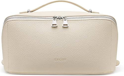 Miniatura 20 de EACHY - Bolsa de maquillaje de viaje, bolsa de cosméticos de gran capacidad para mujeres, portátil, impermeable, bolsa de aseo plana abierta
