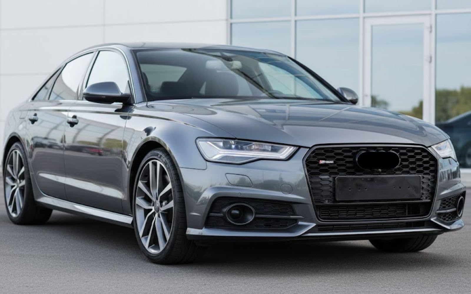 Mptuned Kühlergrill RS6 stil Grill glänzend schwarz kompatibel für Audi A6 C7.5 2015-2018 mit logo