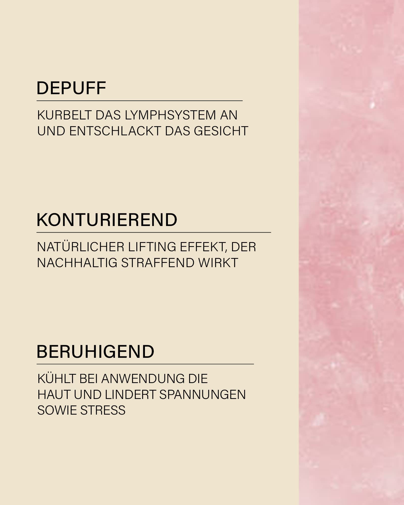 ROSENTAL ORGANICS Gua Sha z różowego kwarcu naturalny ręcznie wykonany masaż twarzy narzędzie liftingowe drenaż limfatyczny