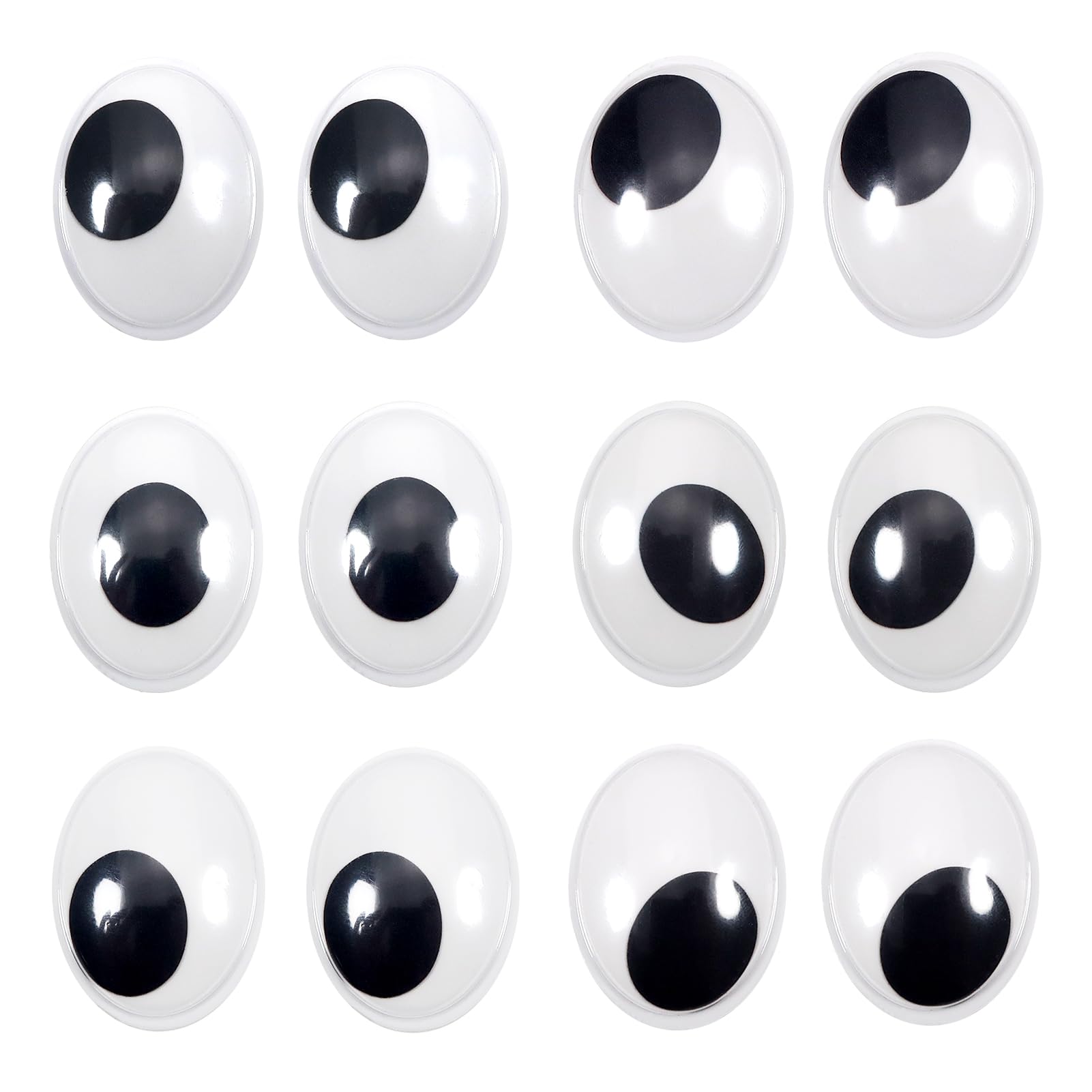 TOAOB 30pcs Googly Eyes Self Adhesive Oval Wiggle Eyes Plastic Craft Sticker Eyes for DIY Crafts Scrapbooking Decoration