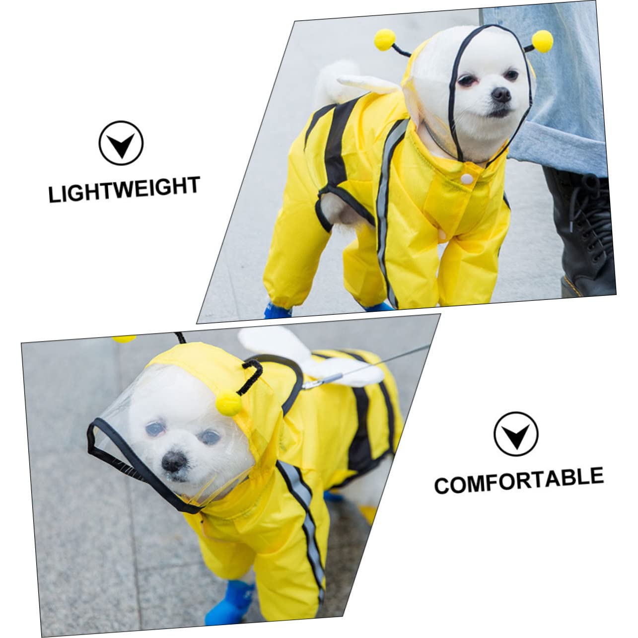 Angoily 3pièces Manteau De Pluie Étanche pour Chien Abeille Veste Élégante Et Respirante avec Capuche pour Chiens De Moyenne Et Petite Idéale pour Jours Pluvieux