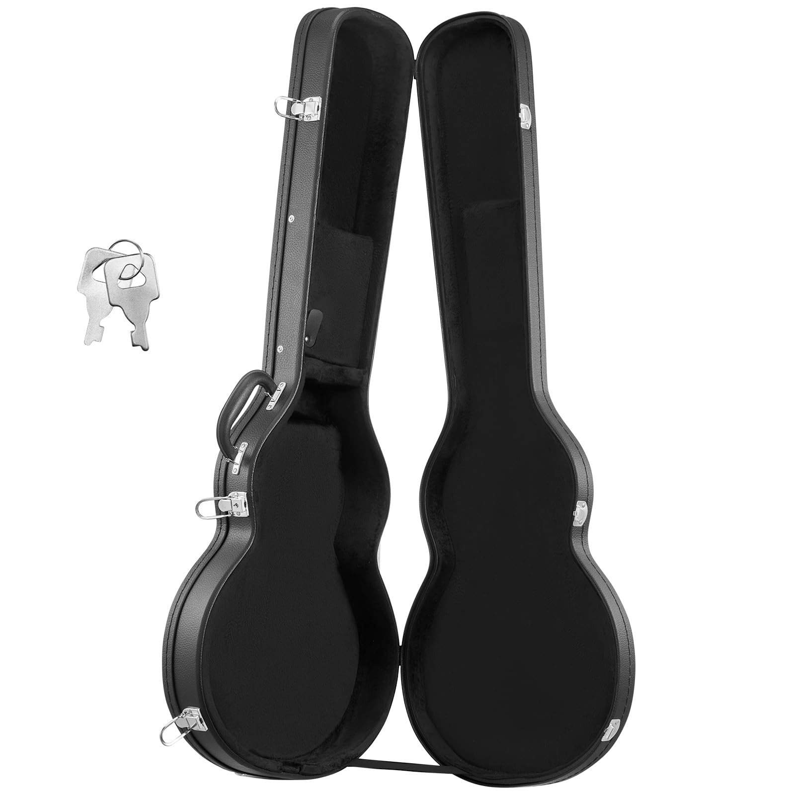 VEVOR Estuche para Guitarra Eléctrica de 39 Pulgadas 99,1cm Negro de Madera, para Guitarras Les Paul, con Cerradura, Inserto de Espuma, Llaves, Compartimento para Accesorios, Resistente al Desgaste