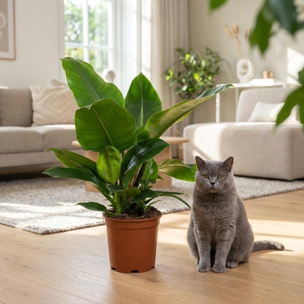 Philodendron Imperial Green grün 65cm 19cm Zimmerpflanze pflegeleicht große glänzende Blätter für Wohnzimmer Büro Schlafzimmer tropische Grünpflanze