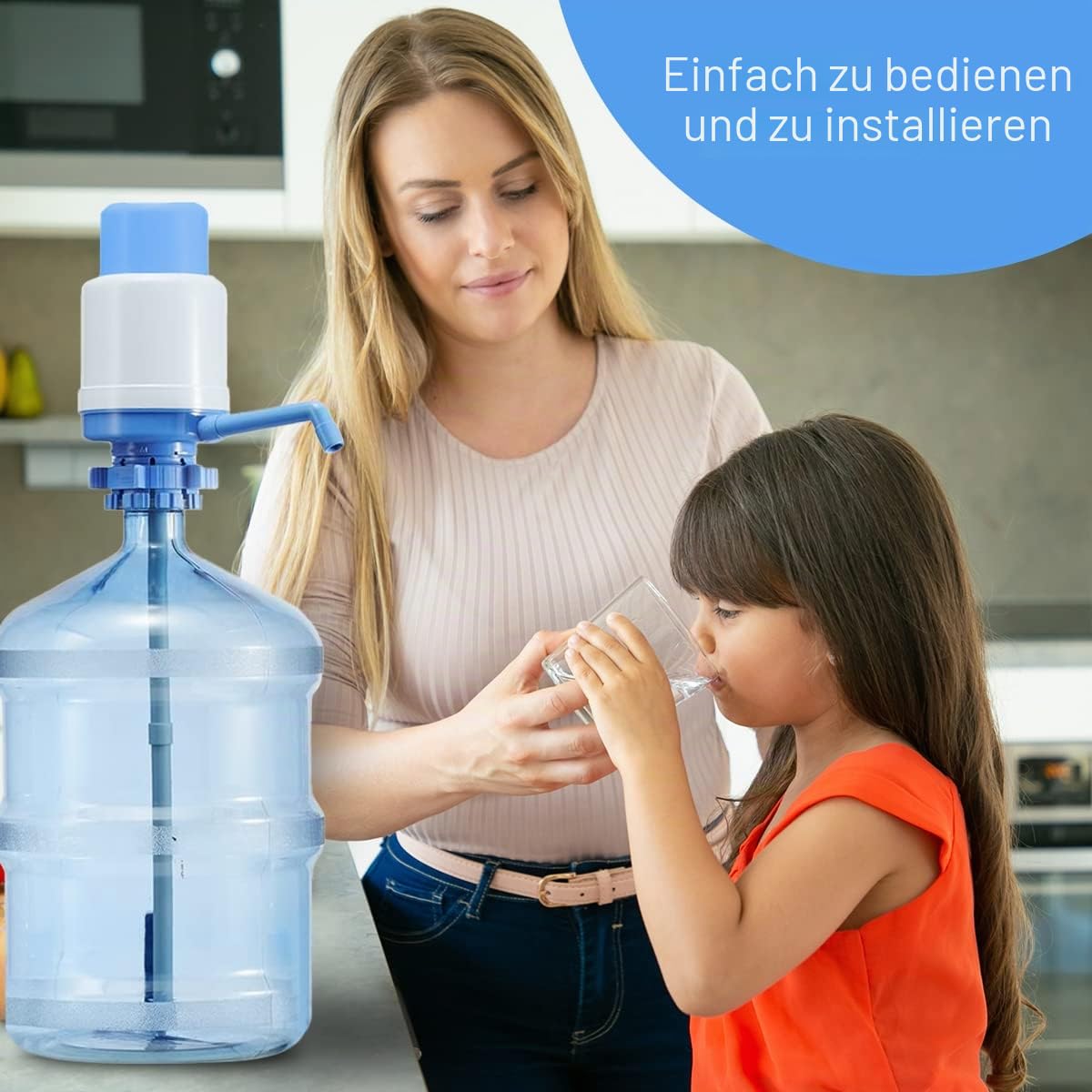 Universelle Handpumpe für Wasserspender, Flaschen, 2,5; 5; 8; 10 l Kanister, kein Nachtropfen, anpassbar, für Camping, Schule, Büro, Wohnung Küche, Haushalt & Wohnen