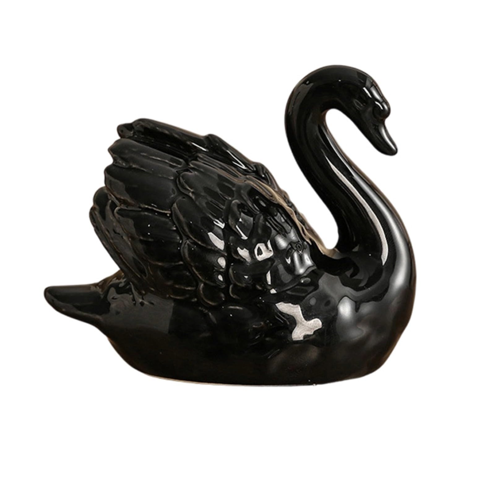 SHINLHUA White Porcelain Ducks Statue Decorative Toilet Bolt Cover for Living Room Bathroom Decors and Anniversary Present Black and White Ducks Decors