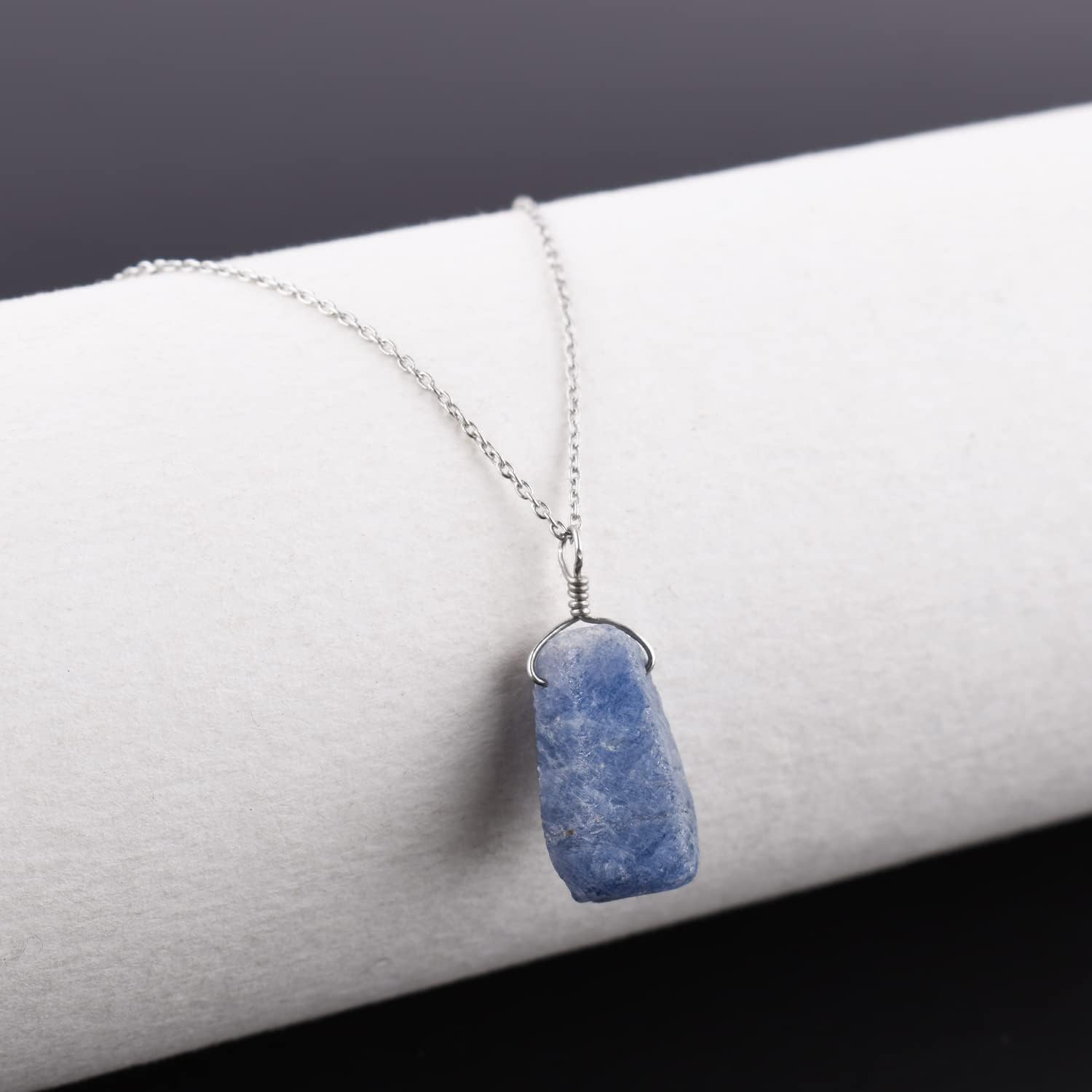 InfinityGemsArt Raw Blue Sapphire Pendant, Rough Crystal, Dainty Gemstone, Handmade Necklace Jewelry for Women, Birthstone, Healing Crystals, 925 Sterling Silver Chain 18 inch - Image 4