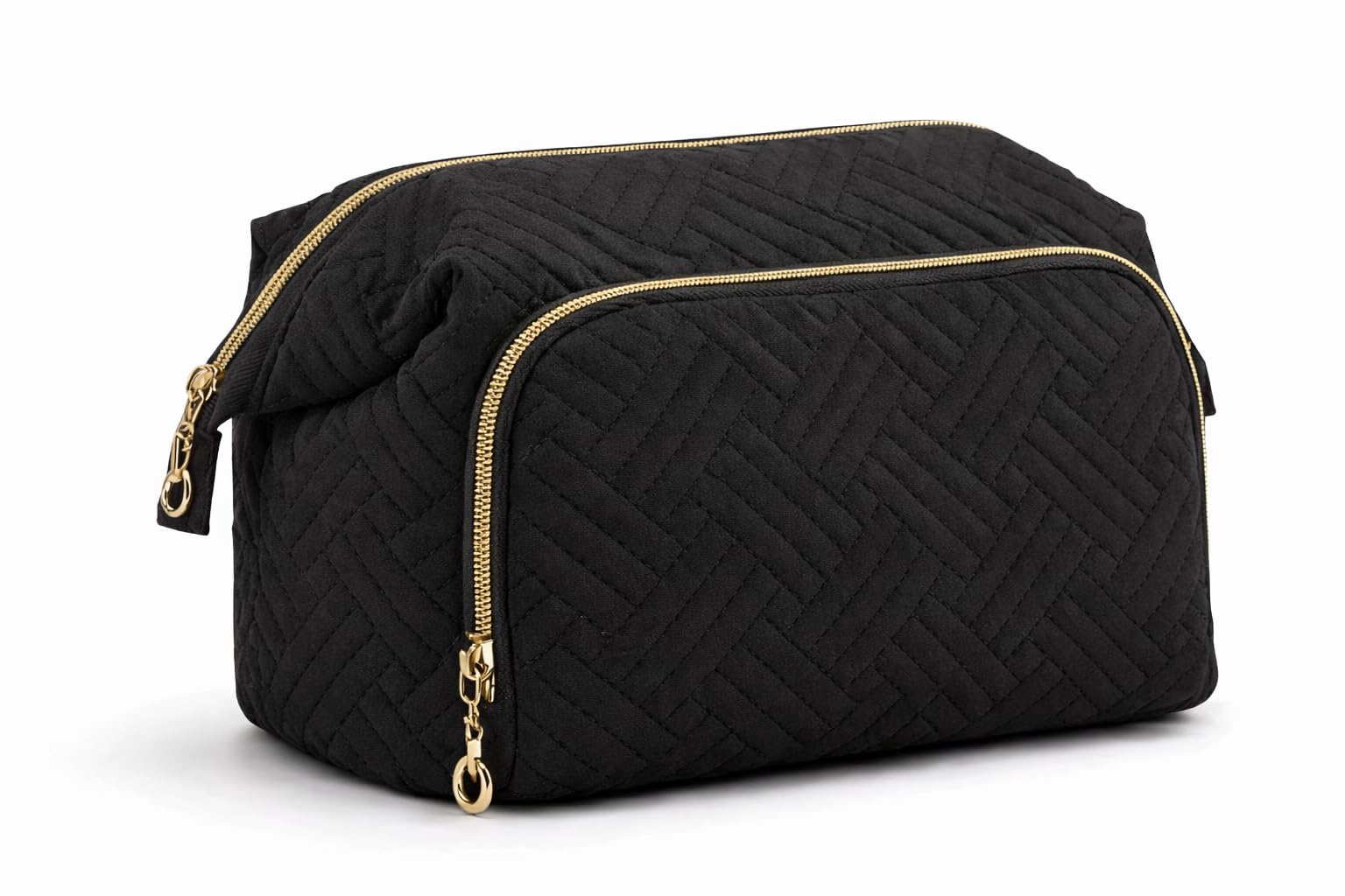 Lyrovo Makeup Organizer Bag Large Capacity Travel Make Up Bag for Cosmetics Vertical Storage Toiletry Bag for Skincare (LY-136-COB, Black)-picture-22
