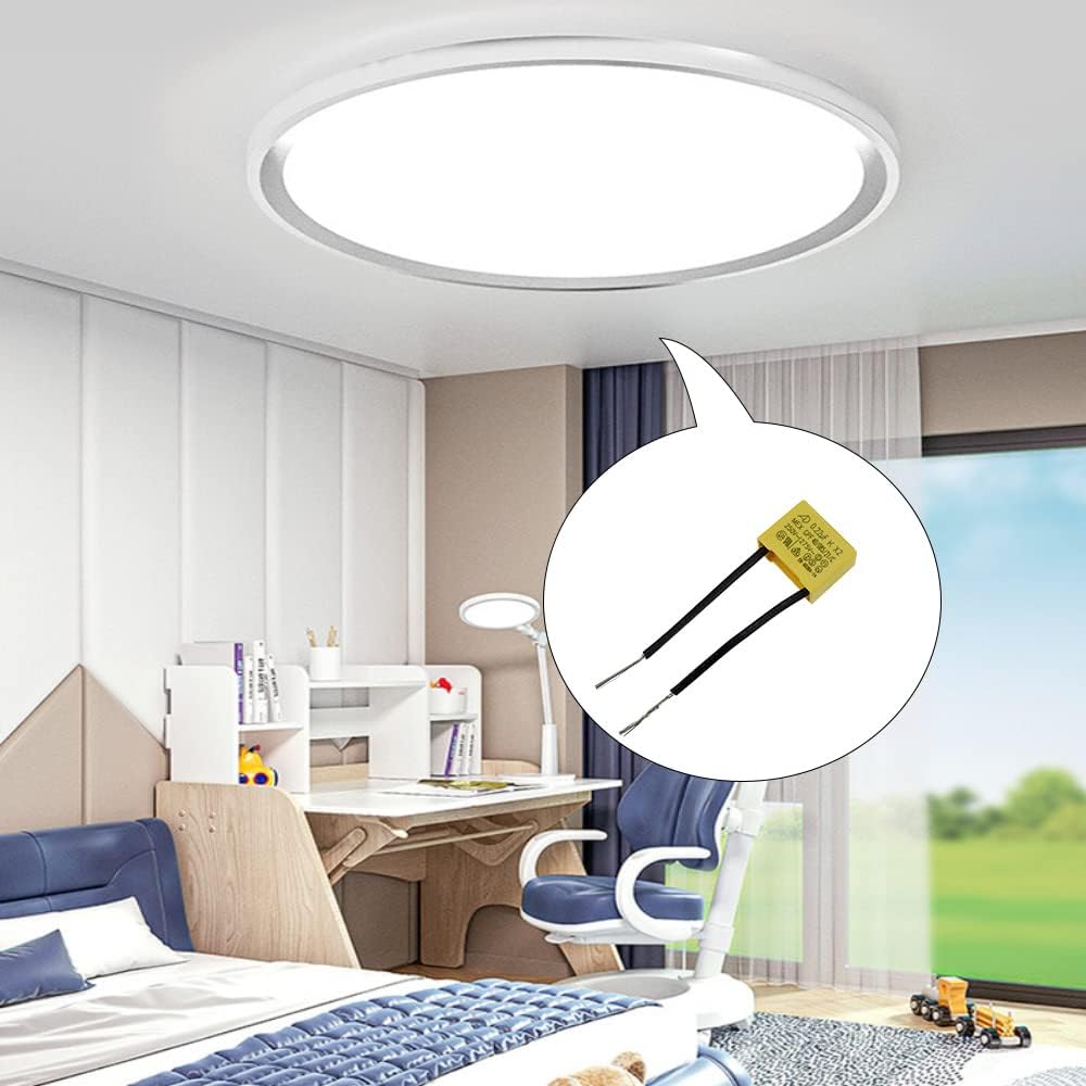 2 Pezzi Condensatore Polipropilene Anti Interferenza 0,22µF 275V X2 | Condensatori di Sicurezza per luci Lampeggianti Lampadina a LED Non in Uscita Anti-sfarfallio