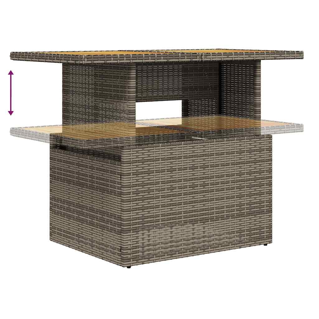Set Divani da Giardino 7 pz in Rattan PE Grigio | Salotto da esterno componibile con tavolo regolabile e cuscini blu per momenti di relax in terrazzo o giardino.