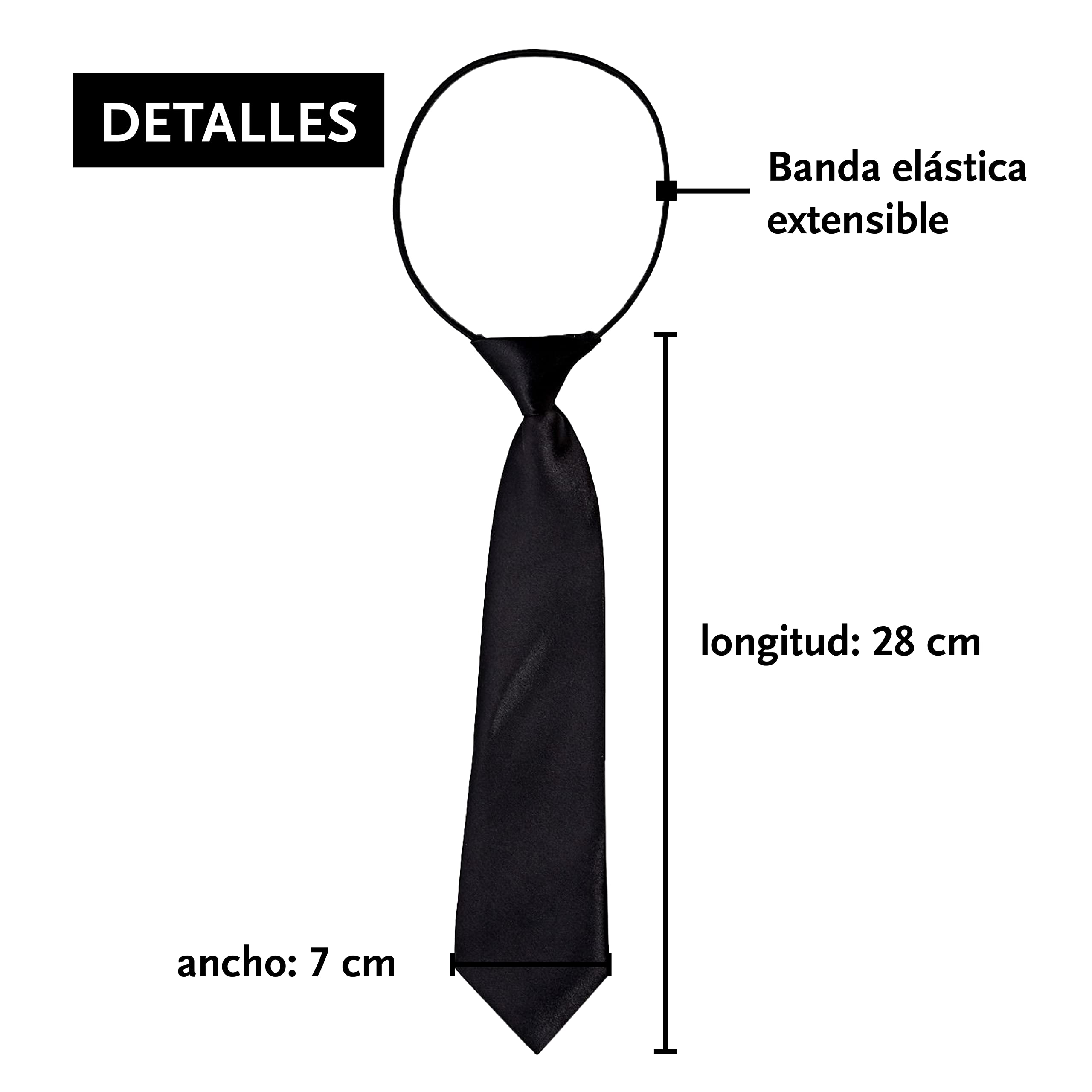 DonDon Corbata para niños con aire de seda y con elástico brillado 2-5 años