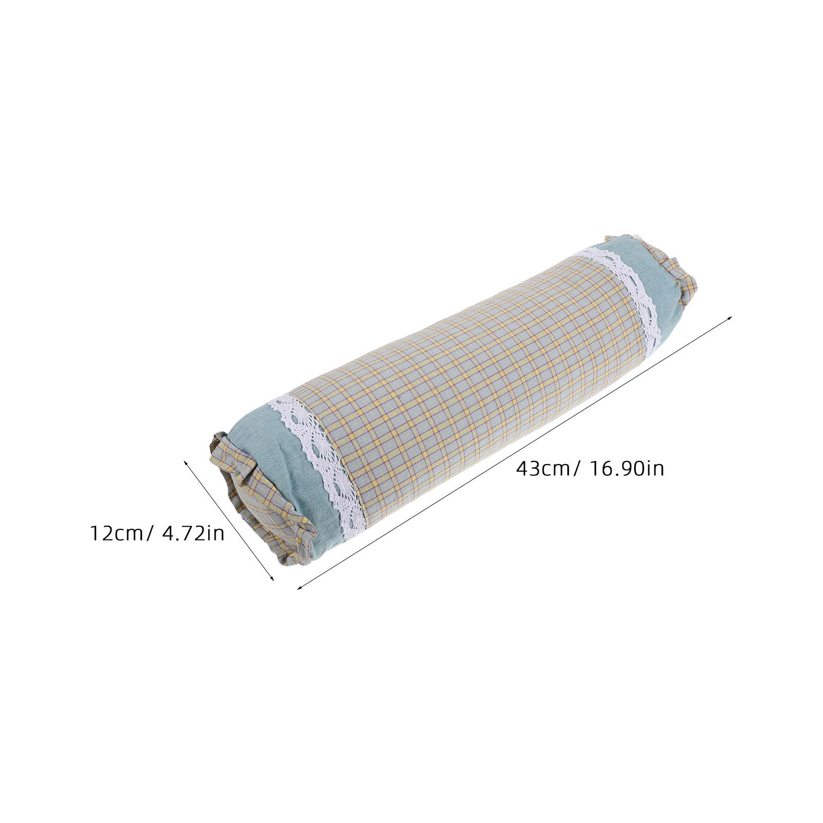 POPETPOP Almohada Ortopédica Cervical de Forma Cilíndrica Relleno de Cáscara de Alforfón y Funda de Tela a Cuadros Transpirable para Dormir y Yoga