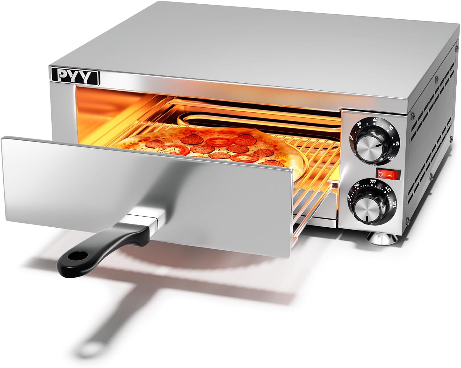 PYY Indoor Electric Pizza Oven – Countertop Pizza Maker Machine Commercial Stainless Steel With Crumb Tray for Home 12in PYY Indoor Electric Pizza Oven – Countertop Pizza Maker Machine Commercial Stainless Steel With Crumb Tray for Home 12in