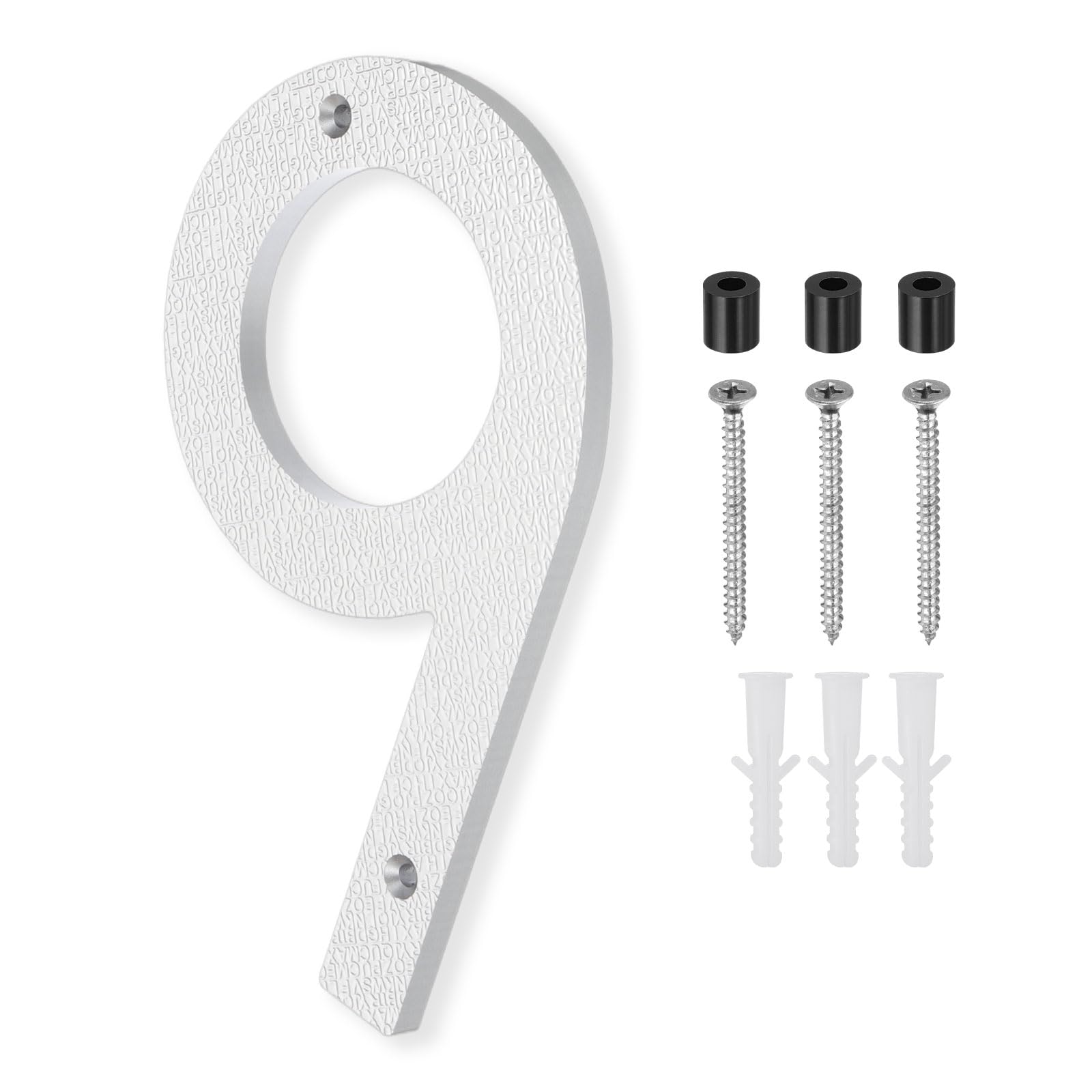 Grands numéros flottants modernes argent 9 pour porte extérieure mur - 7