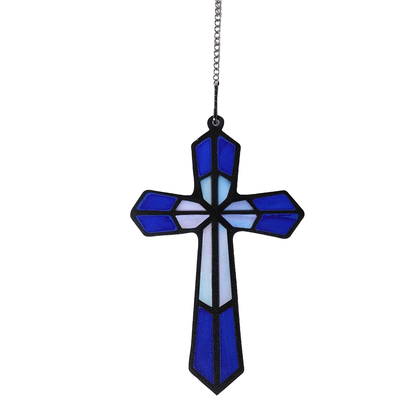 BigPig Cross for Wall,Acrylic Wall Crosses for Home Decor,Religious Cross Wall Decor,Catholic Window Decor Indoor Outdoor,Hanging Crucifix Wall Cross Gift for Baptism Christian Christmas Decor, Blue