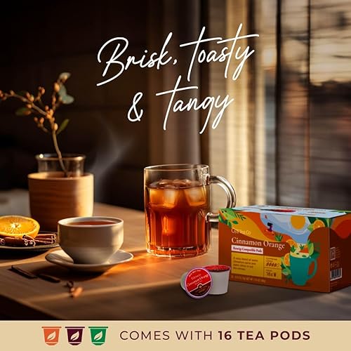 Miniatura 2 de Gya Tea Co Tazas K de té negro y naranja canela para Keurig  Tazas K de té negro suave altamente cafeinado  Comienza el día con cápsulas de té  Las