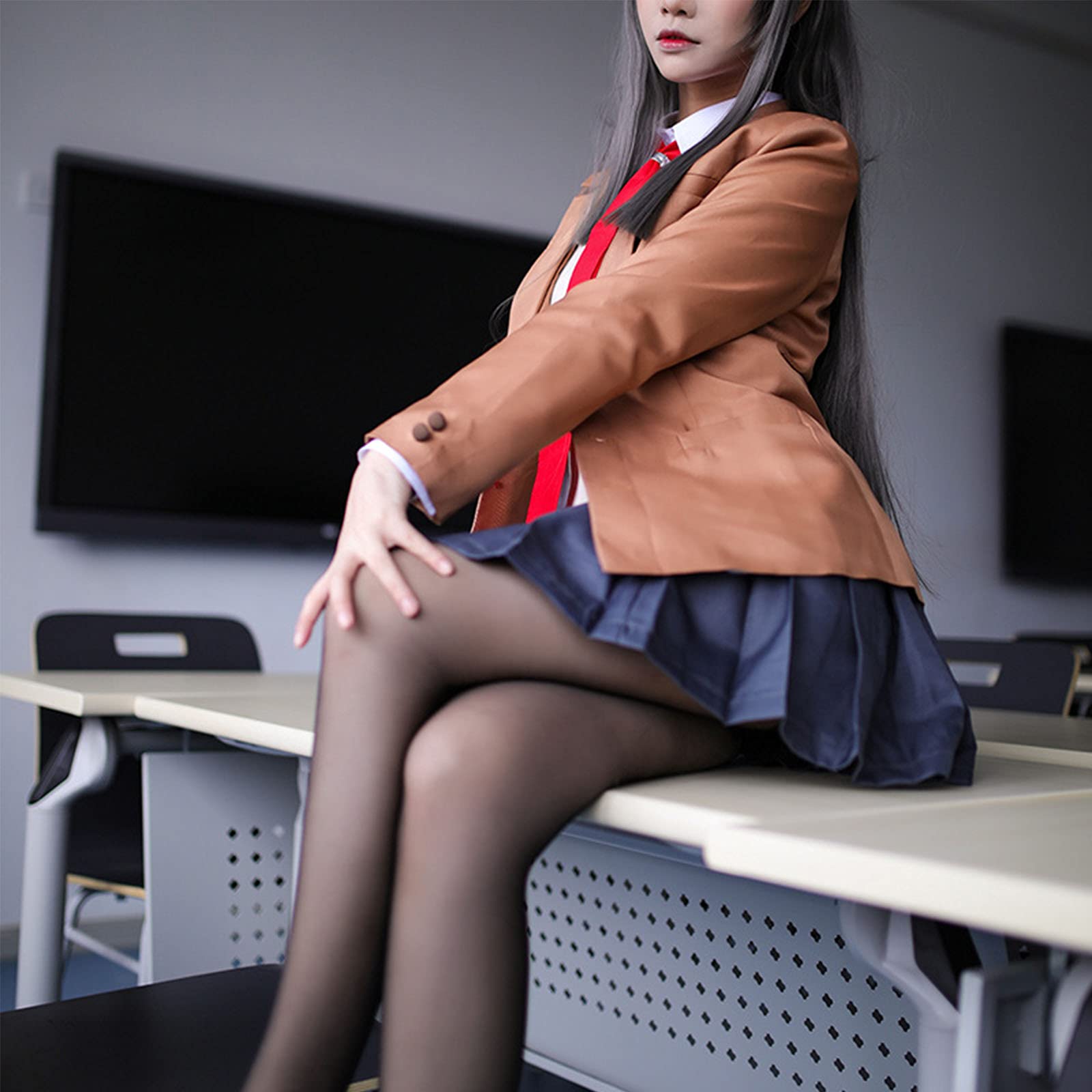 Mai kostium cosplay damski mundurek szkolny strój brązowa kurtka JK jednolita spódnica pełny zestaw z czerwonym krawatem anime cosplay Halloween Boże Narodzenie karnawał impreza odgrywanie