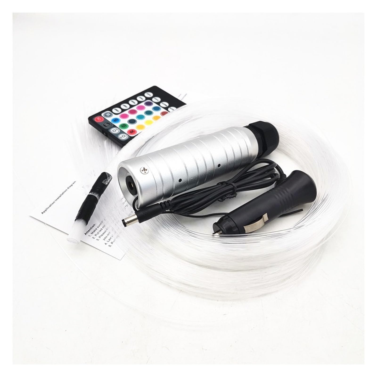 Kit de luz techo estrella fibra óptica DC12V 6W RGB, 100 Uds. * 2m 0,75mm motor dispositivo coche + 28 teclas,Durable