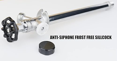 Miniatura 6 de WHK Grifo de latón para exteriores a prueba de heladas, grifo antisifón, cromo pulido, 12" MIP x 34" manguera Bibb