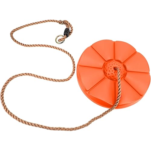 Sorbus Disc Seat Swing - Kids Monkey Rope Tree Zip Line Swings for Play Set, Tree, Outdoor Backyard, Playground Fun, Orange
