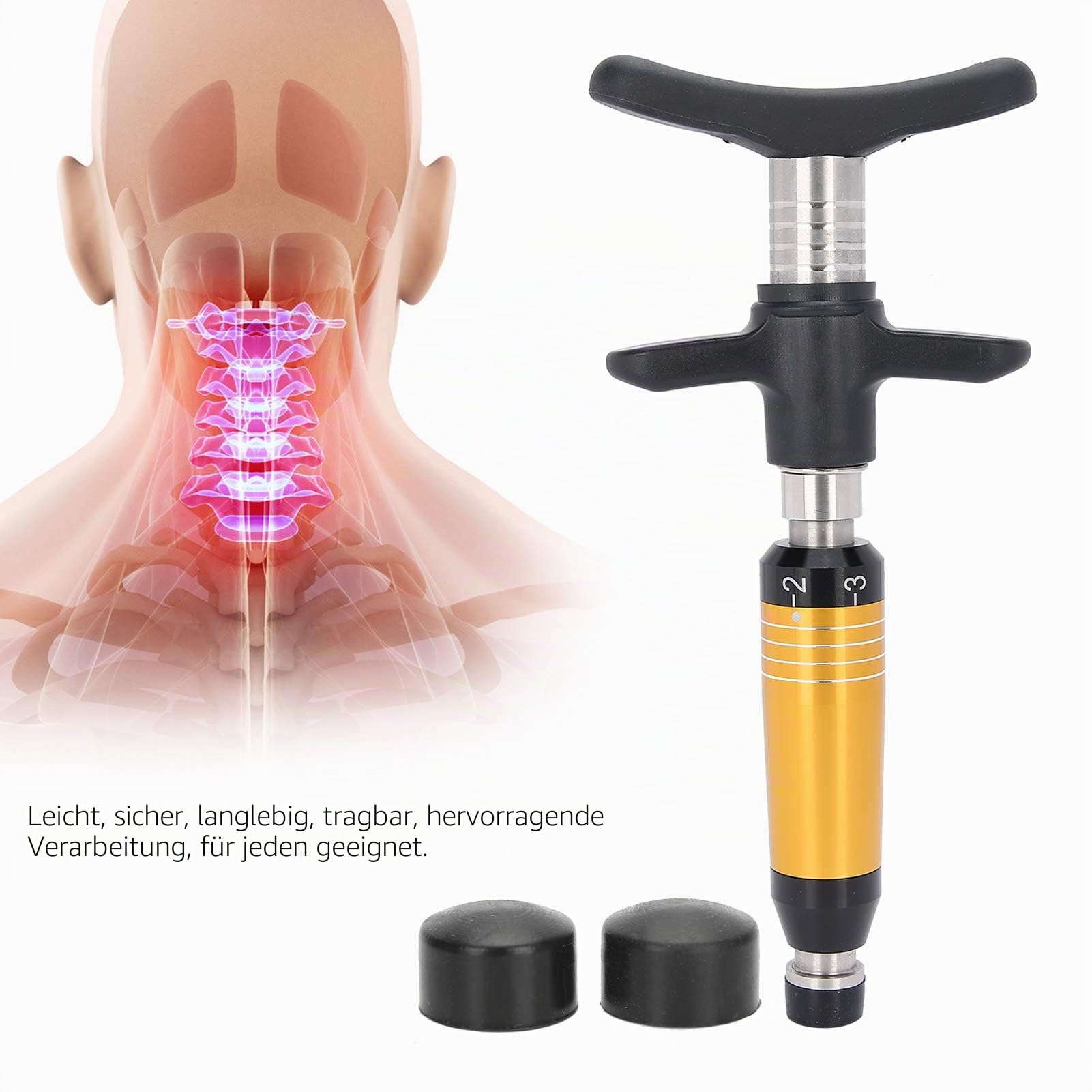 6-stufiges Werkzeug zur Anpassung der Chiropraktik, manuelle Wirbelsäulenkorrektur-Massagepistole aus rostfreiem Stahl, Handheld-Aktivator für Rückenwirbel bei Wirbeltieren, Thorax und Skoliose | Manuelle Wirbelsäulenkorrektur, Massagegewehr für Rücken, B