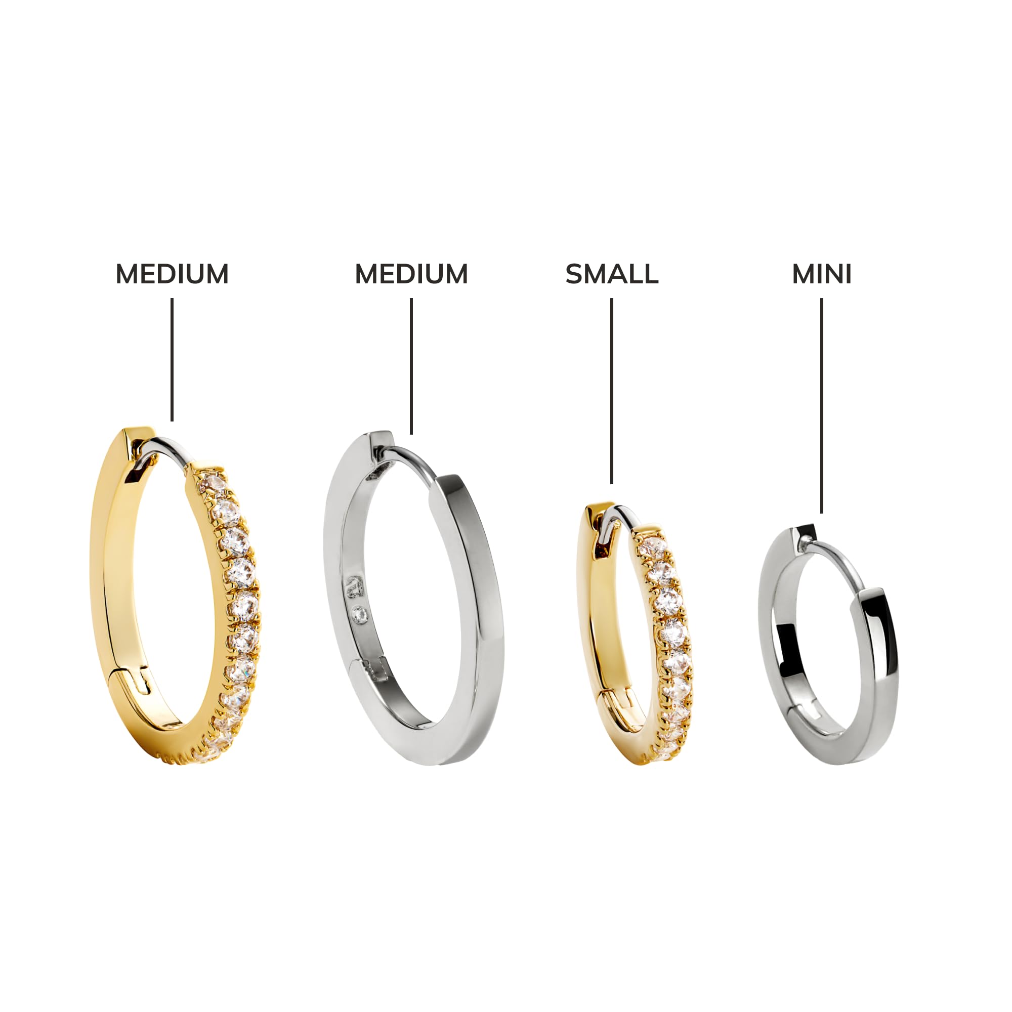 Ana Luisa Trendy Huggie Hoop Earrings for Women - 14K Gold Plated or Sterling Silver Hoop Earrings - Small, Dainty, Hypoallergenic, Water-Resistant, Tarnish-Free Hoops - Jewelry Perfect for Stacking: Silver Medium