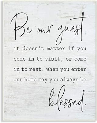 Stupell Industries Be Our Guest Home Family Inspirational Word On Wood Texture Design Wall Plaque, 10 x 15, Multi-Color