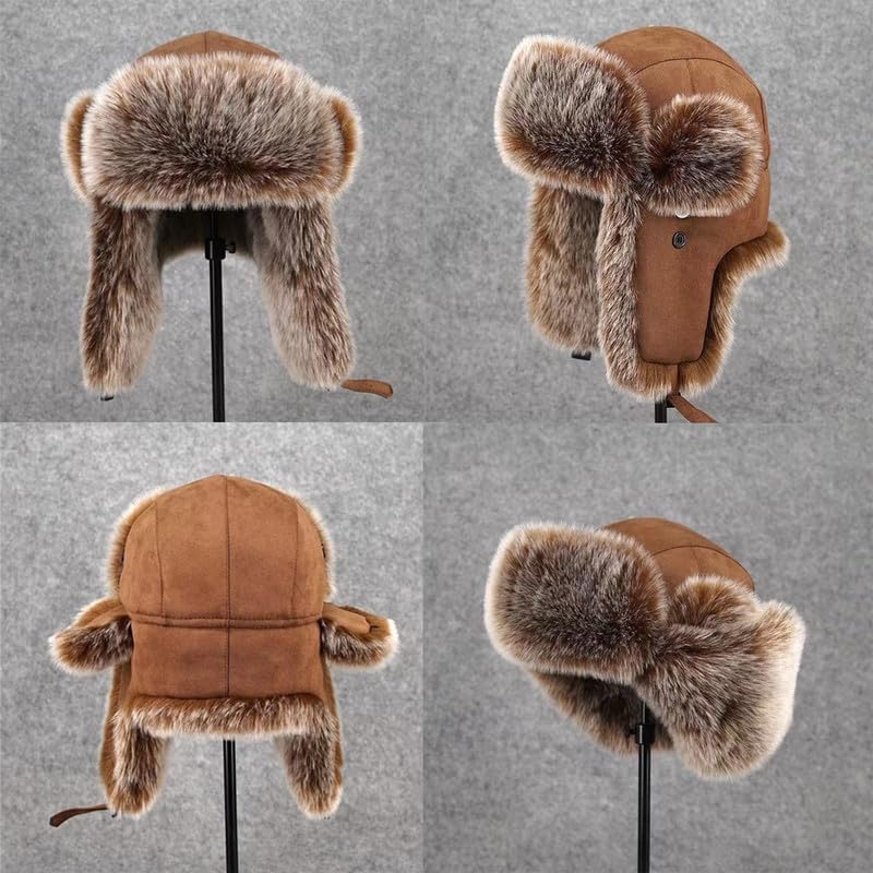 DAISHA Women Men Winter Trapper Hat Ear Flaps Russian Ushanka Trooper Aviator Hunting Hats Eskimo Windproof Ski Snow Cap