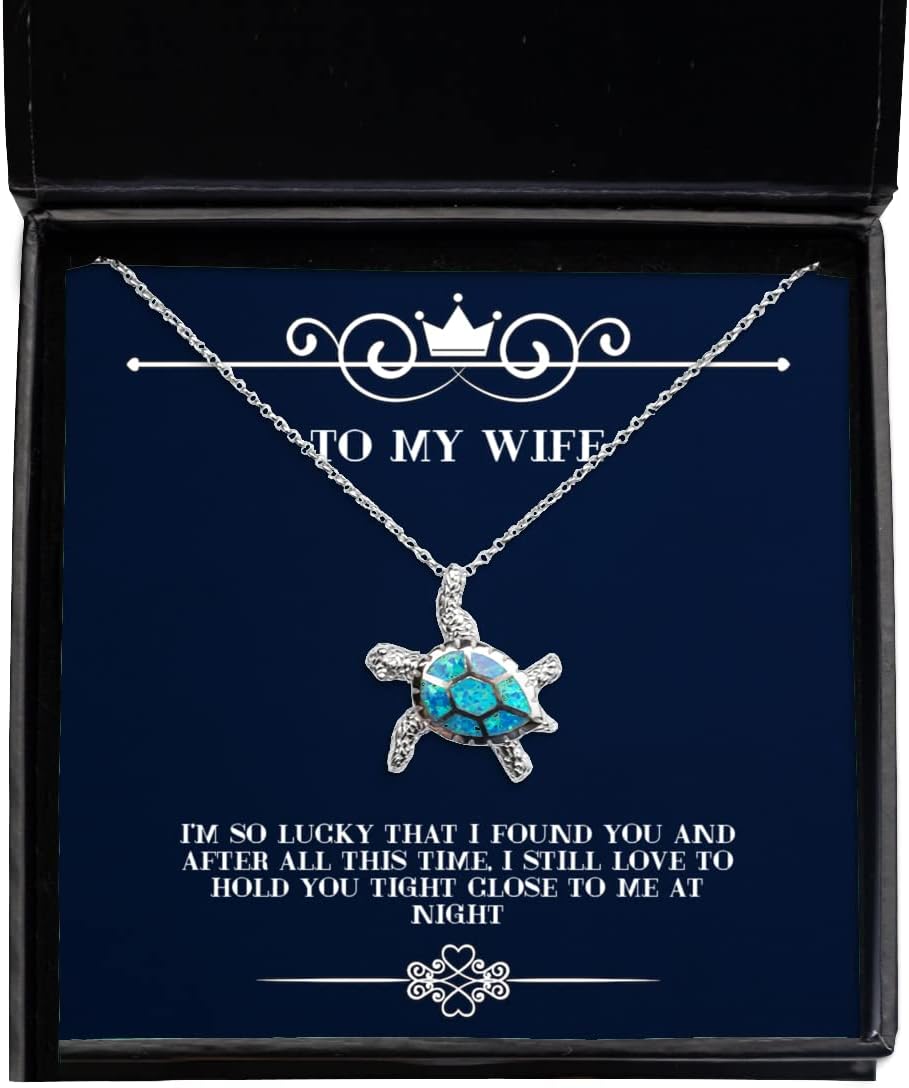 Fancy Wife, I'm so Lucky That I Found You and After All This time, I Still Love to Hold You, Christmas Opal Turtle Necklace for Wife