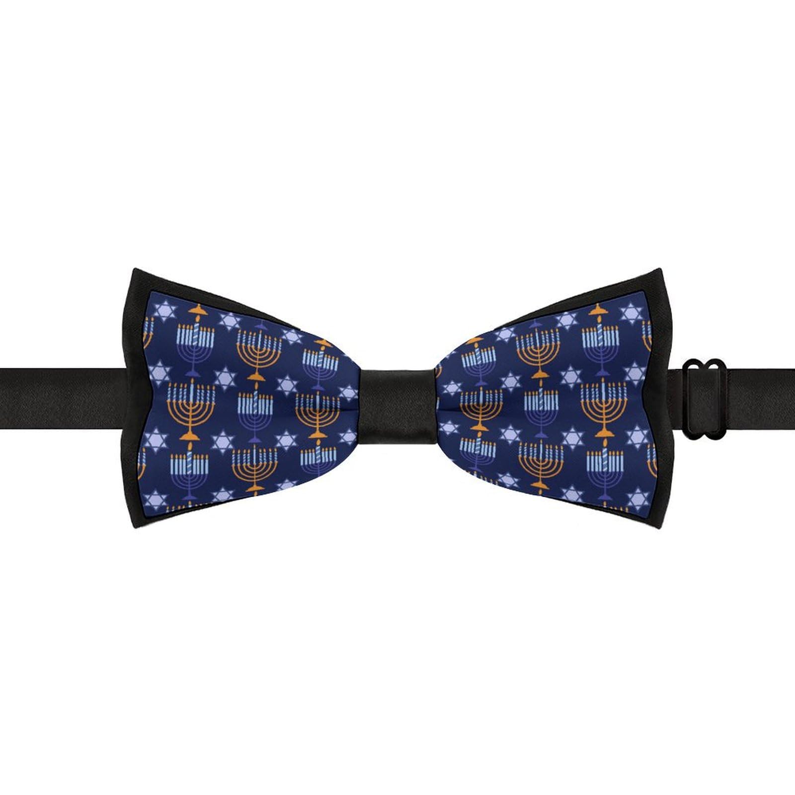 GoasNei Happy Hanukkah Jewish Chanukah Holiday Bow Tie for Men Adjustable Necktie Funny Tie Neck Ties for Weddings Party