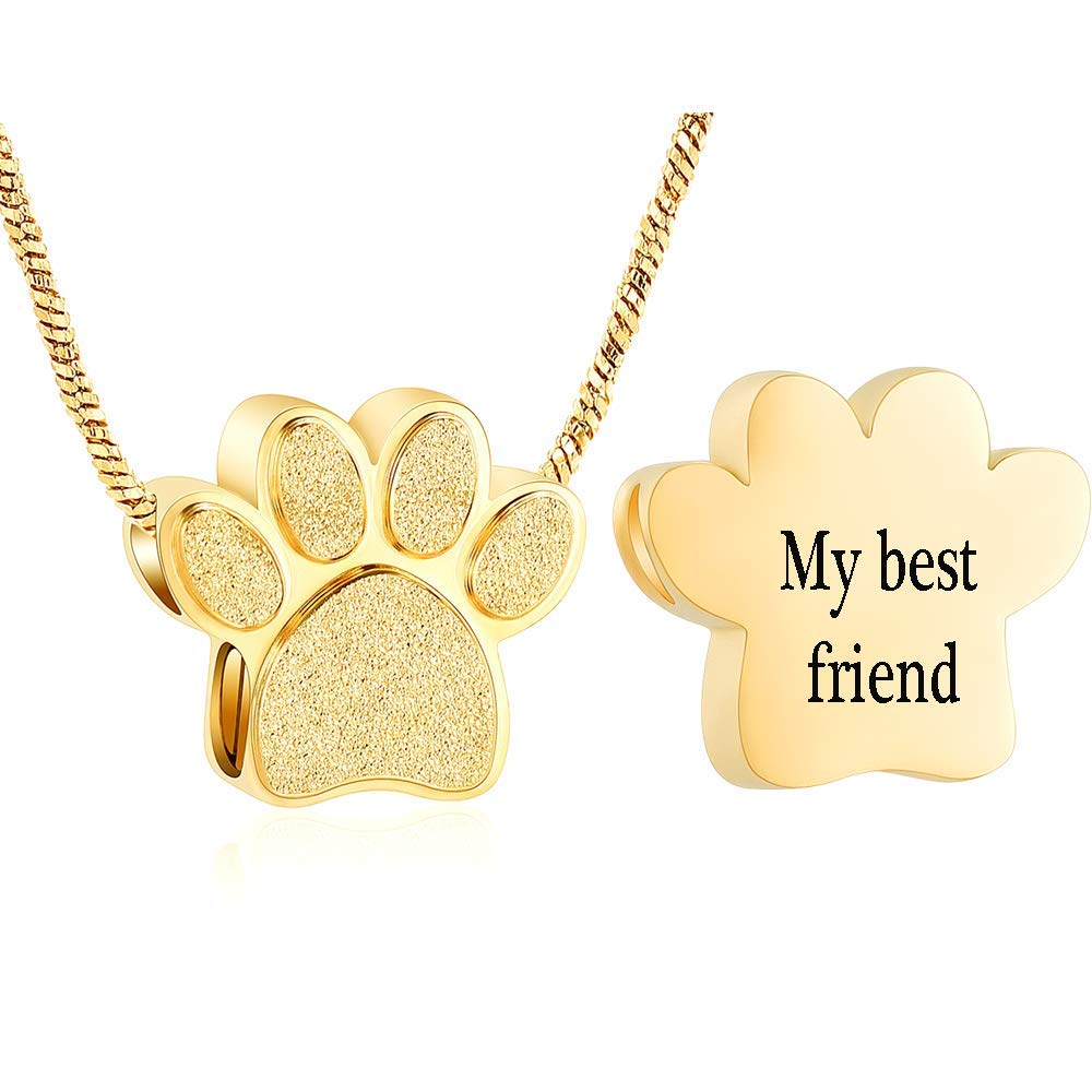 Yinplsmemory Paw Print Cremation Jewelry Urn Necklace for Ashes Pendant Stainless Steel Pet Memorial Ashes Keepsake Ashes Holder Urn Jewelry for Dog Cat Ashes