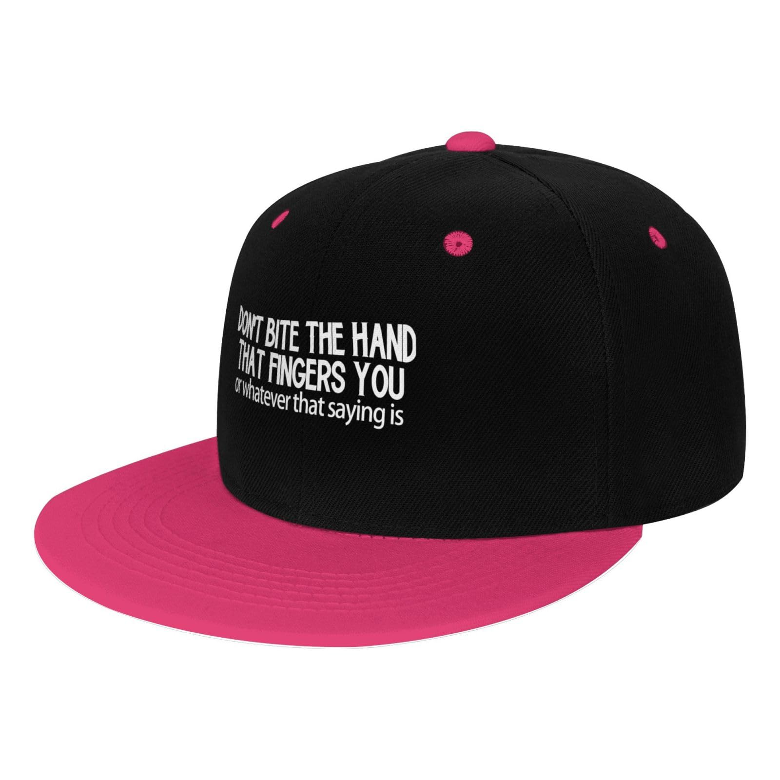 Xingfox Unisex Pink Don't Bite The Hand That Fingers You Baseball Cap,Hat Adjustable Trucker Hat For Men & Women,White