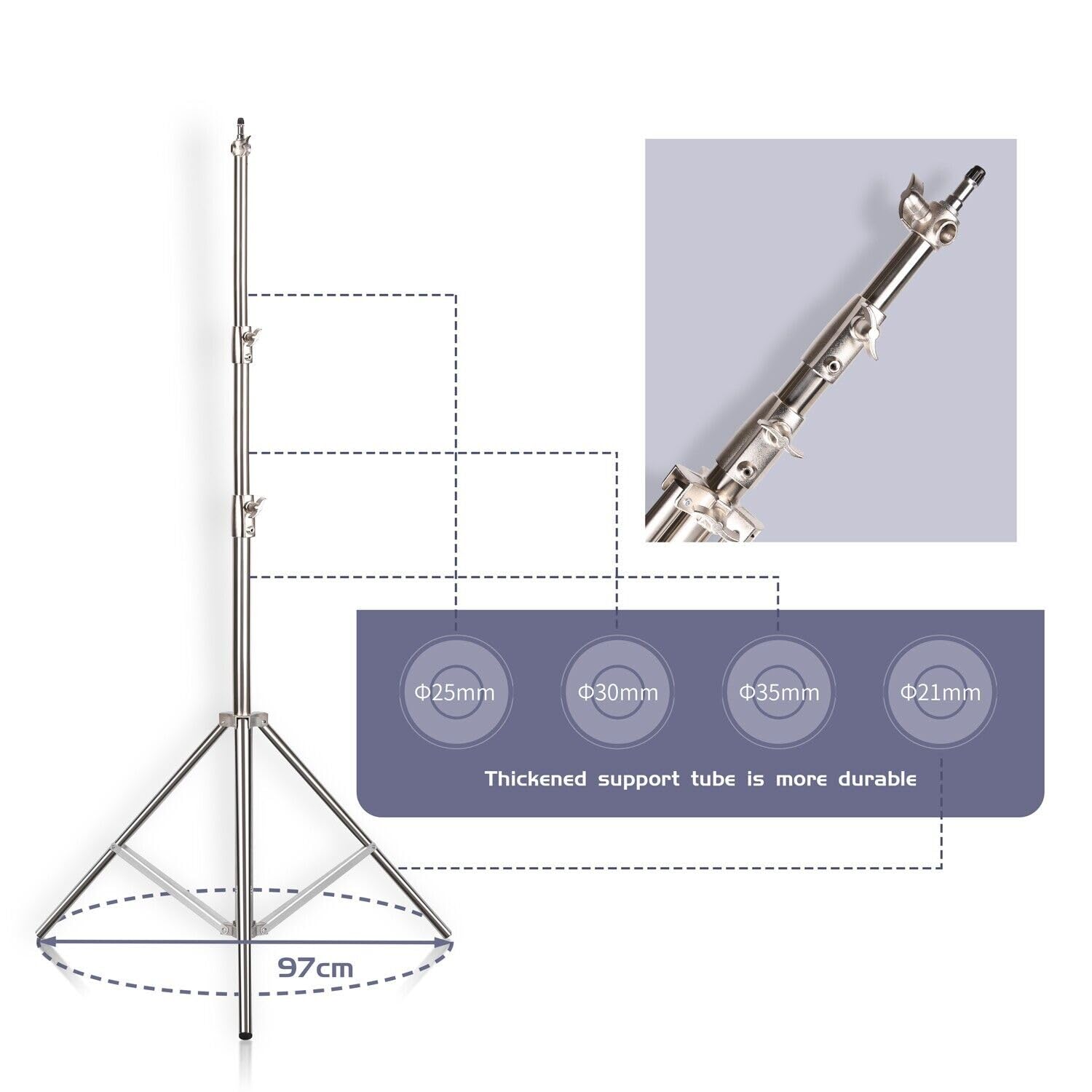 Promage PM-280 Treppiede Luce Treppiede Acciaio Inox Heavy Duty Fotografia Treppiede per Fotografia Professionale Studios Produzione Video Shoots