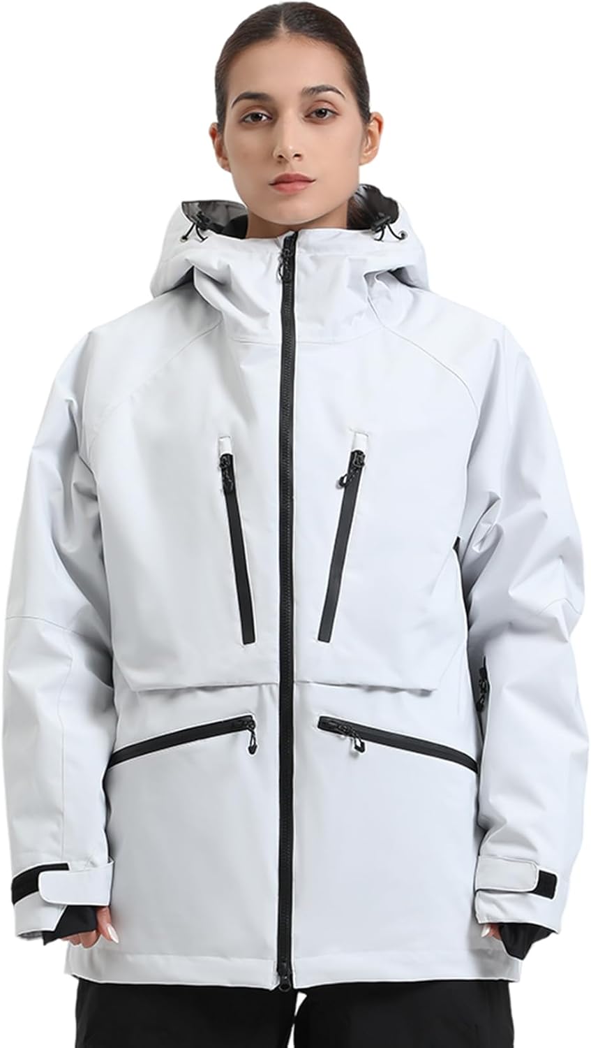 GSOU SNOW Snowboard Jacket Womens Ski Jacket Mens Snow Coat Baggy Waterproof Insulated Winter Hooded Mountain Coats