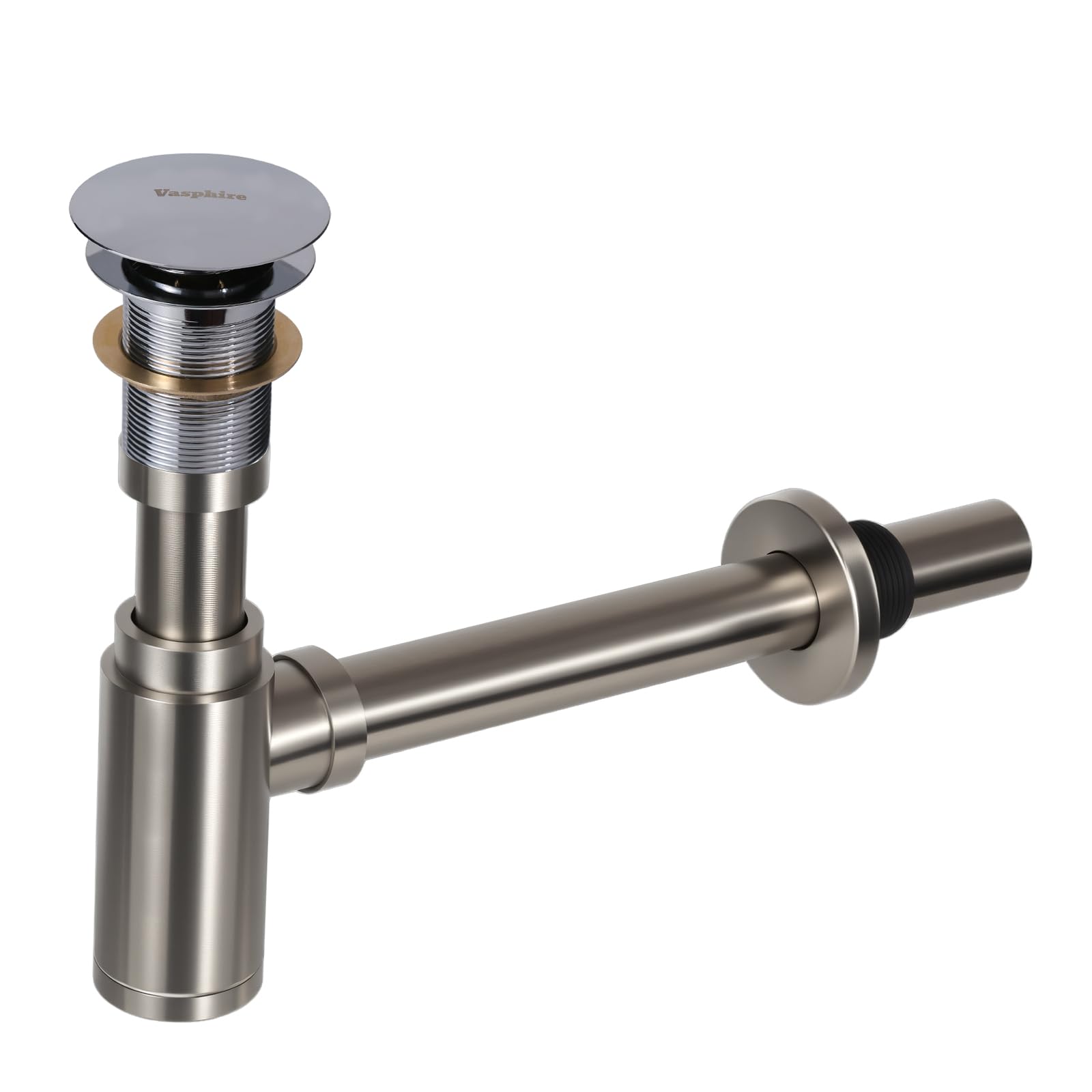 Sifone per lavabo senza troppopieno, in acciaio inox 304, universale, sifone per lavabo, sifone pop-up, scarico per bottiglie, colore argento