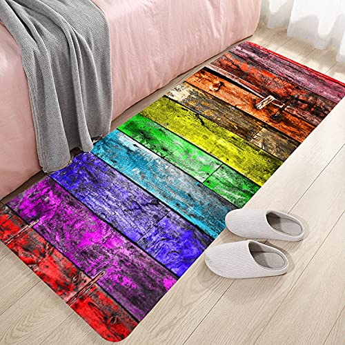 WODEJIA Bath Rugs Sponge Foam Soft for Bathroom and Kitchen,Flannel Mat Non Slip Bright 3D Printed for Bedside and Living Room,Clearance MatS Absorbent Moisture Dust Forlaundry Room（Rustic Barn Wood