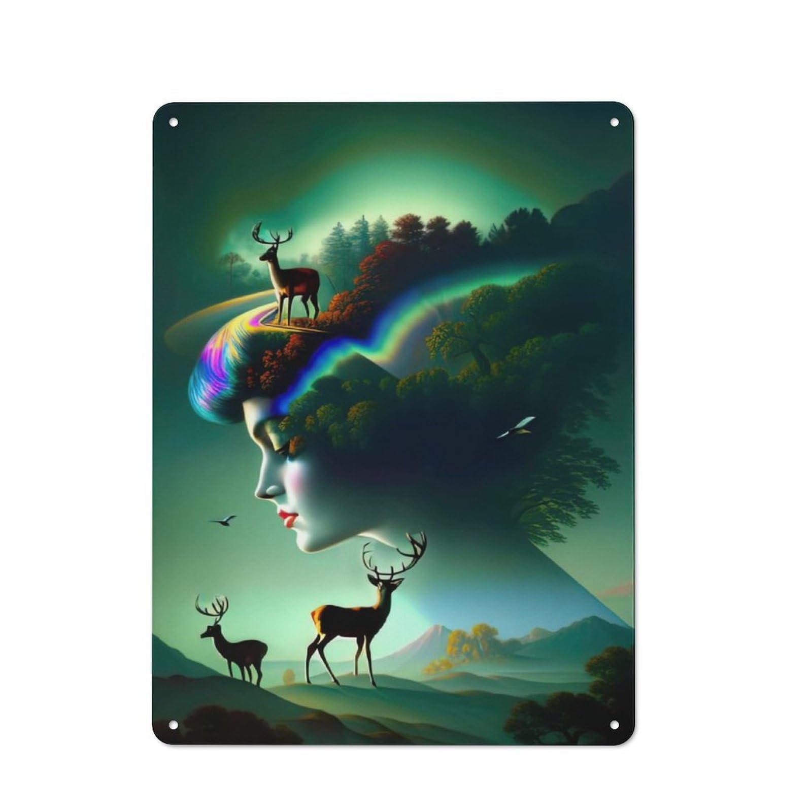 Junmoney Deer Lady Retro Tin Sign 40X30cm For Guest Room Or Hallway, For Kitchen, Dining Room And Home Bar Wall Decor