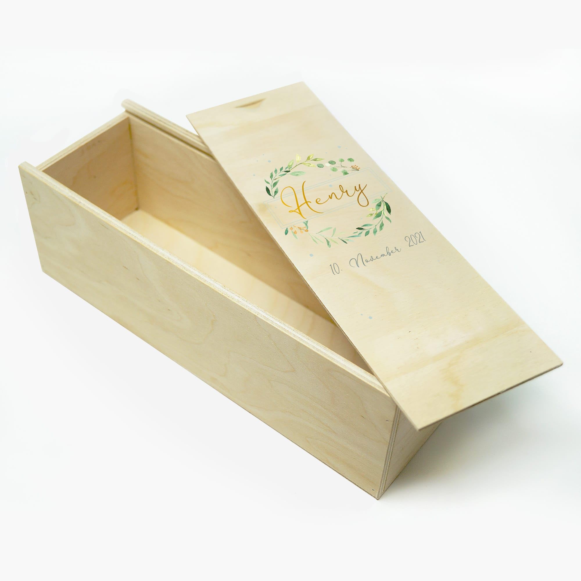 Wandtattoo Loft Taufkerze Junge Mädchen Baum Blätterkranz grün pastell bedruckt mit Namen, Datum und auf Wunsch eigenem, vorgegebenem oder keinem Taufspruch, Taufkerze 25 x 7 cm