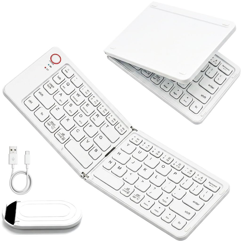 Teclado Inalámbrico Plegable Bluetooth para Tablet y PC | Diseño plegable ultradelgado. Conecta 3 dispositivos vía Bluetooth. 150mAh Batería de larga duración y escritura silenciosa.