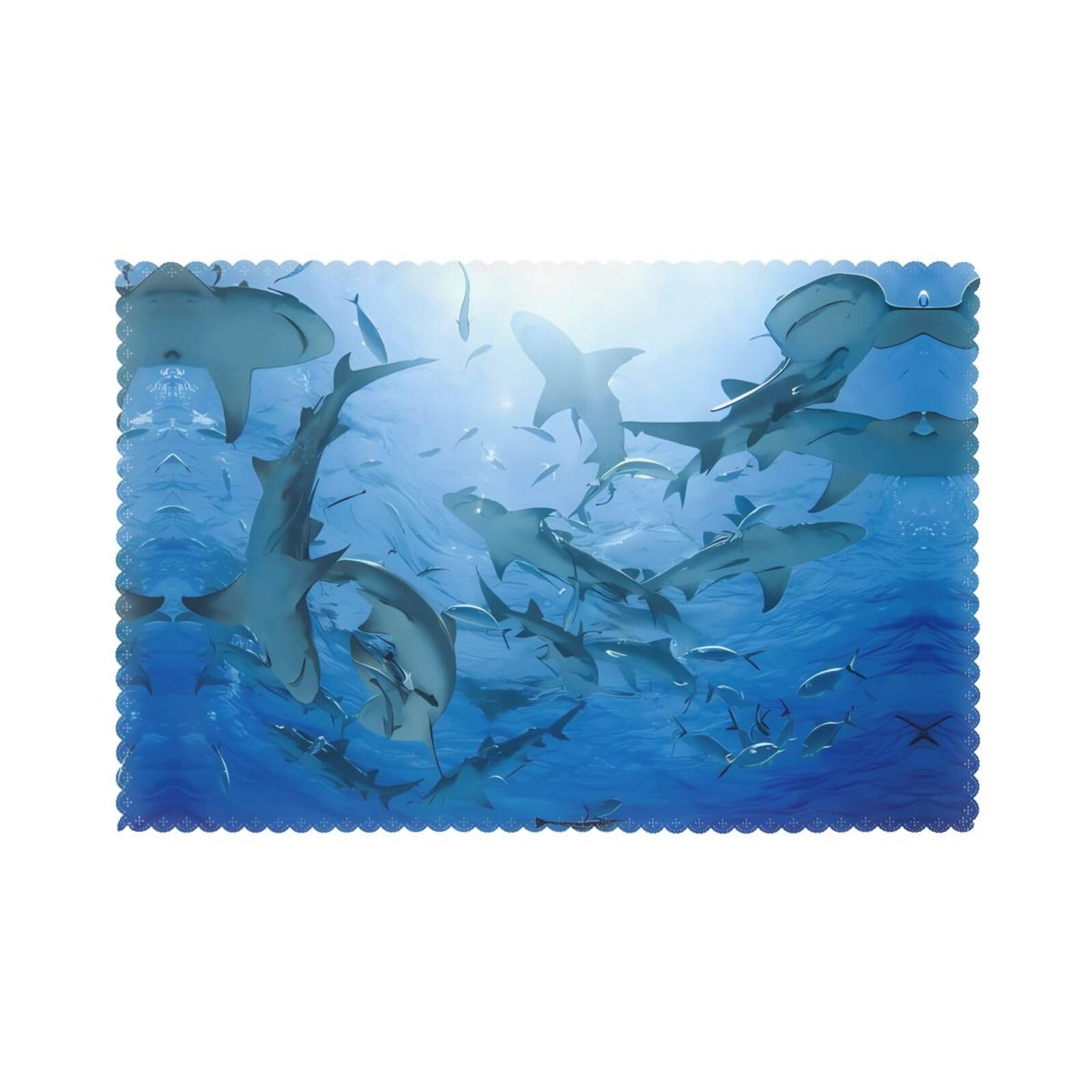 WHJSHOP Ocean Animal Shark Prints Placemats Set of 6 12x18in - Heat Resistant Table Layers for Homes, Hotels & Stylish Dining