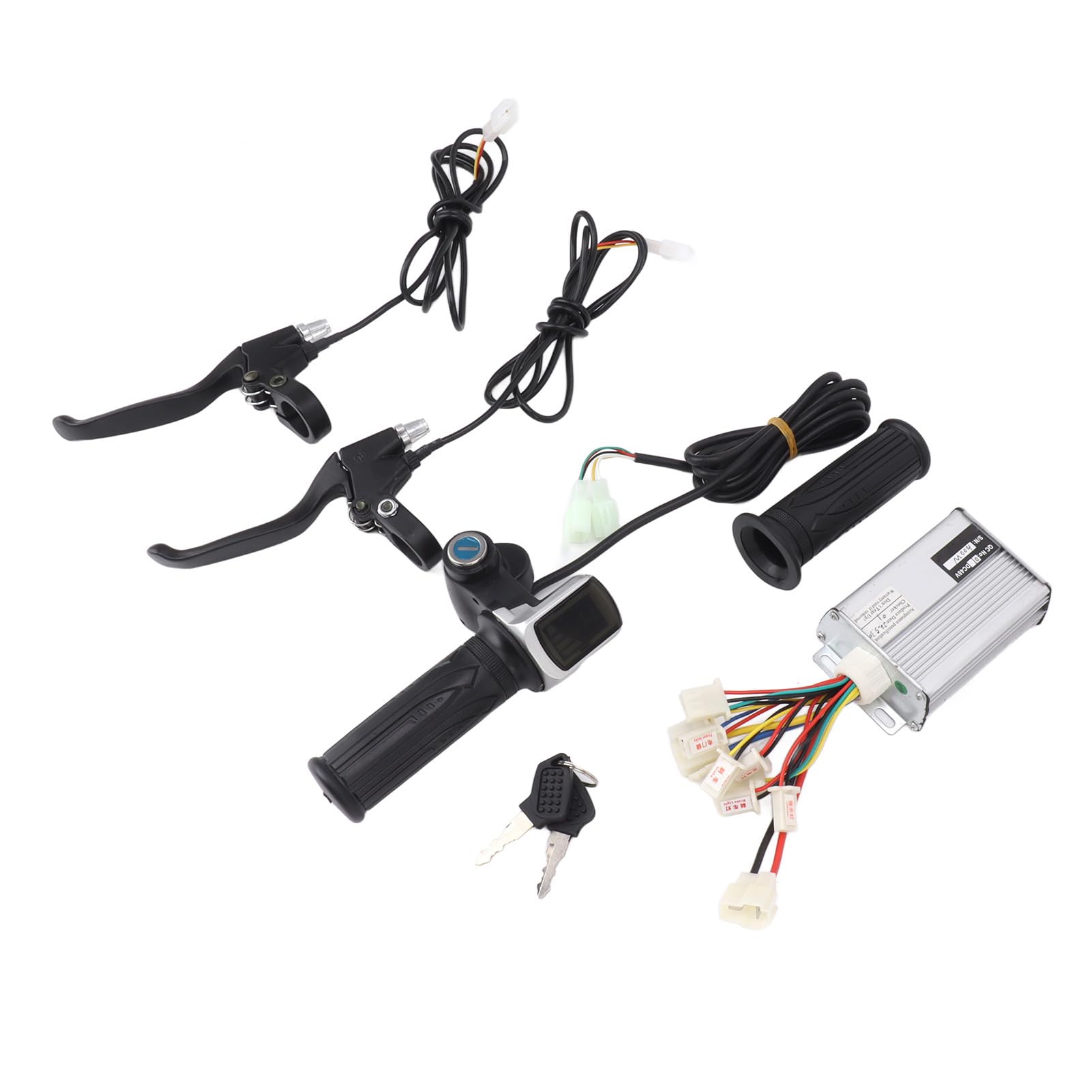Set di Impugnature per Controller per Bici Elettrica con Acceleratore a Rotazione Durevole da 48 V e del Freno per Tricicli e Motocicli
