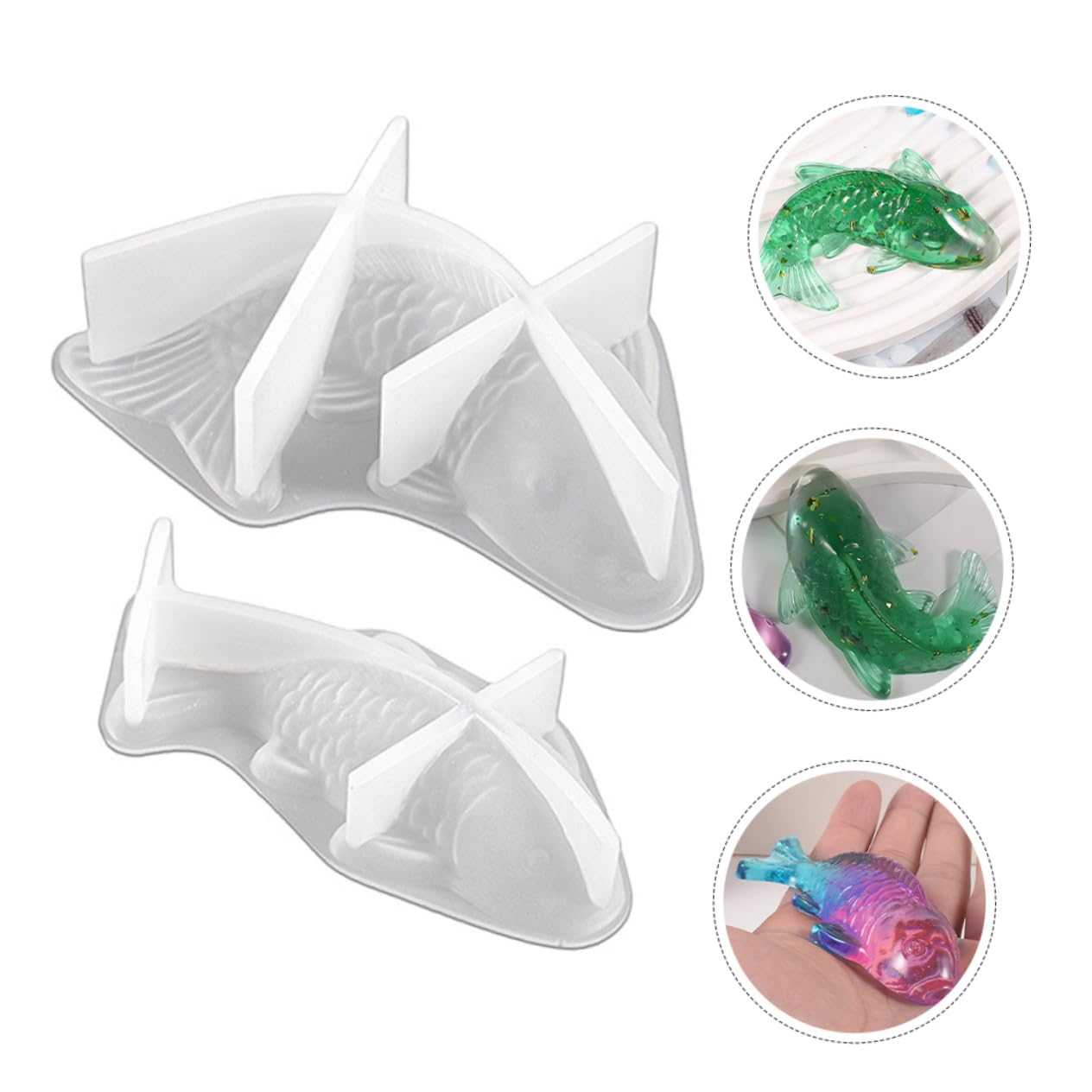 Gadpiparty 5 Set Stampo Ornamentale Di Koi Silicio Muffa Stampo Per L'artigianato Fabbricazione Candela Stampo Per Amante Del Fai Da Te Stampo in Silicone Gel Di Silice Bianca 2 Pezzi * 5