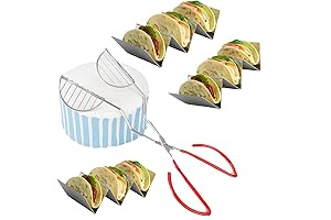 Taco Shell Maker Press Tortilla Fryer Tongs with Taco Holder Set, 3-Pack
