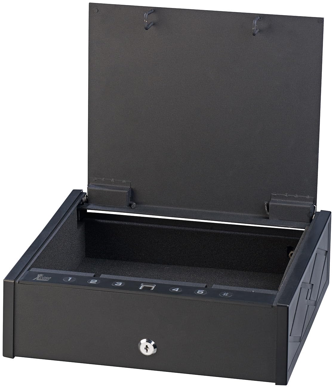 Xcase Cassaforte Smart con impronta digitale biometrica, App Bluetooth, PIN e 2 chiavi, nera