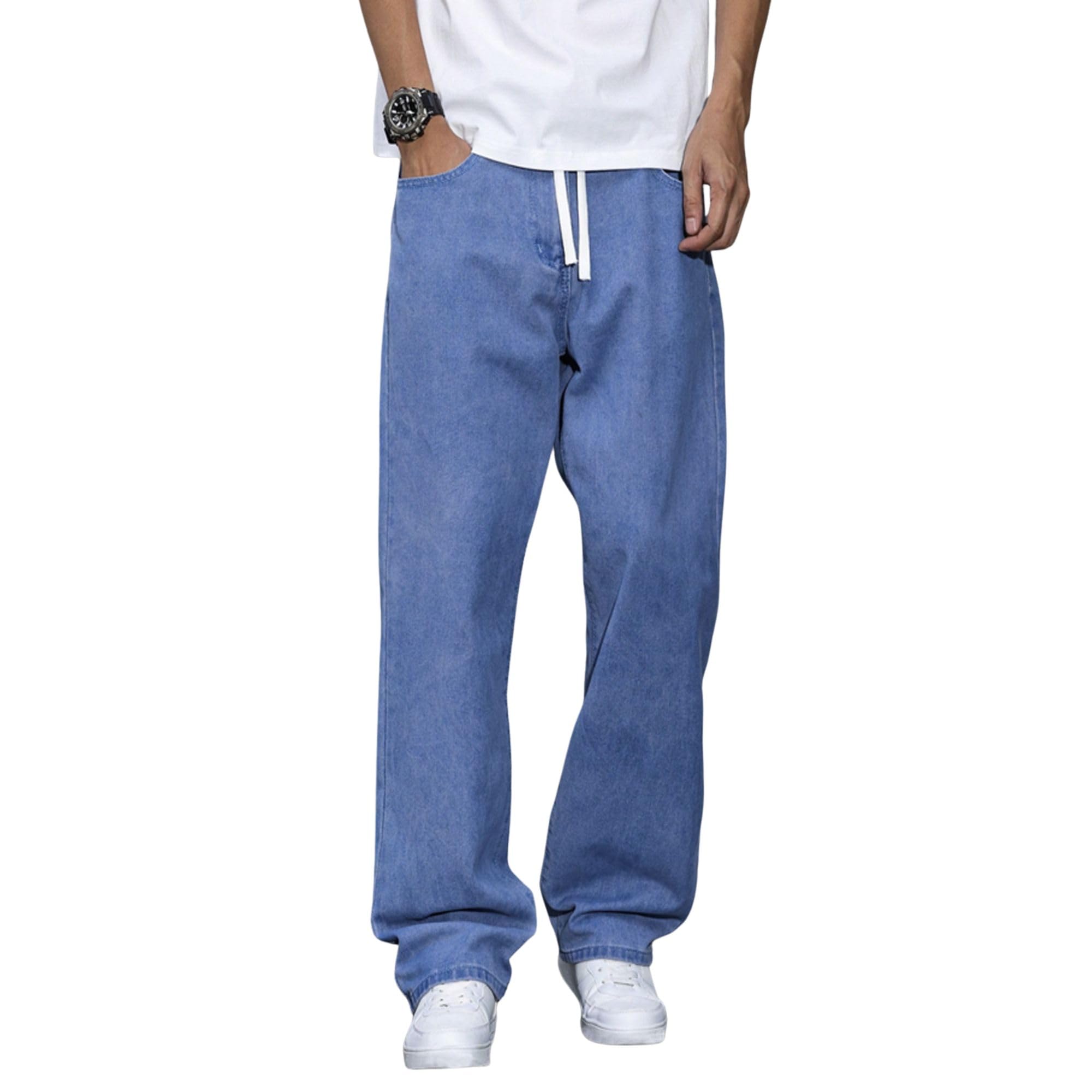 Men's Light Blue Denim Jeans | Wide Leg Straight Fit | Bell Bottom Style with 6 Pockets |Outings & Vacations-image-38